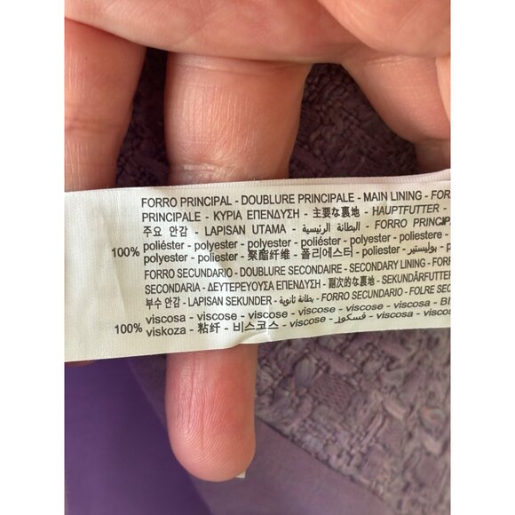 Zara Purple Tweed Square Neck Crystal Button Double Breasted Dress - Picture 7 of 12